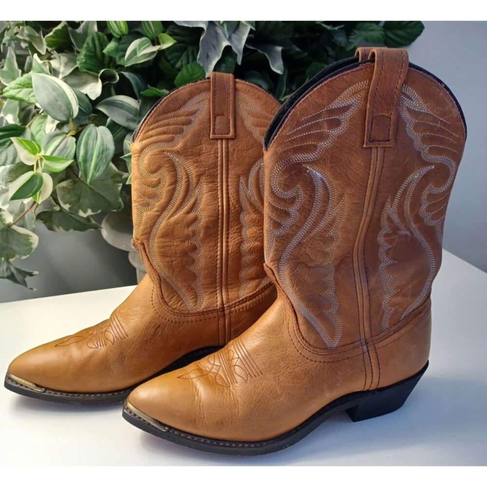 Masterson Gold Bit Womens Western Boots Sz 7 M Leather Cowgirl